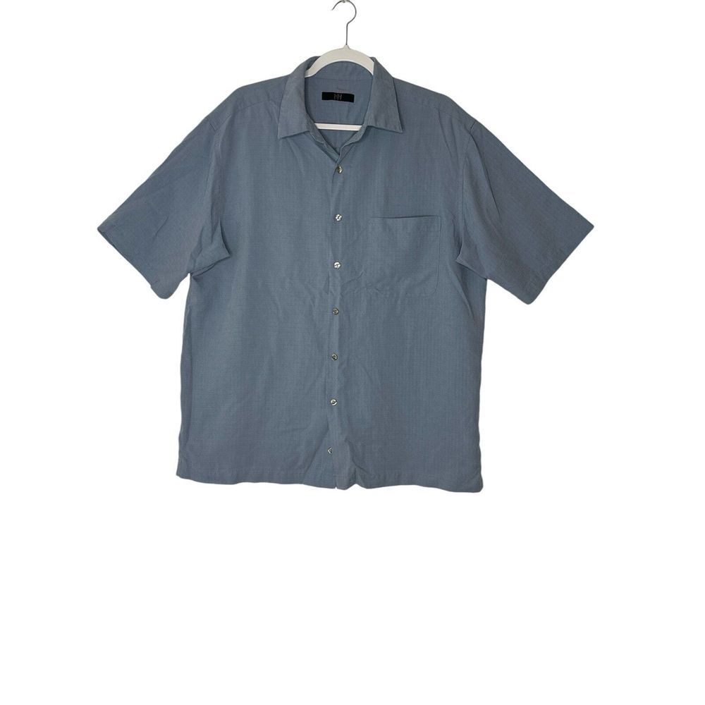 Helly Hansen Shirt Mens XL Blue Short Sleeve Collared‎ Button Up Casual Corpcore
